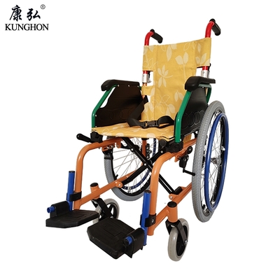 儿童轮椅炫彩喷涂铝合金框架快速折叠